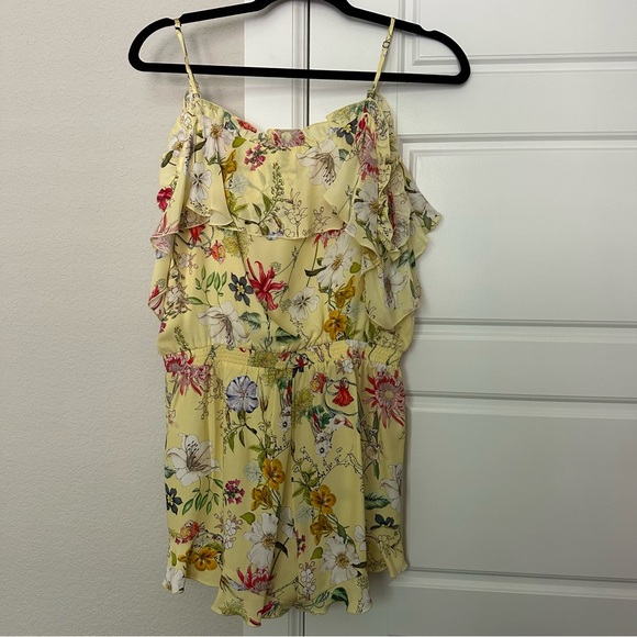 Parker ringly cold shoulder floral silk yellow romper - Picture 6 of 11